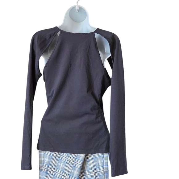 BCBGMAXAZRIA Black Cutout Keyhole Long Sleeve Top Size Medium - Picture 4 of 8